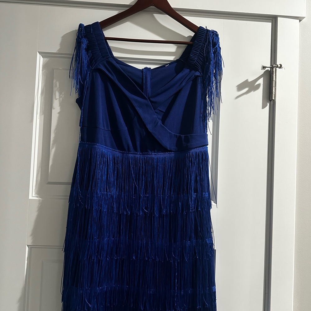 Elegant Blue Fringe Dress